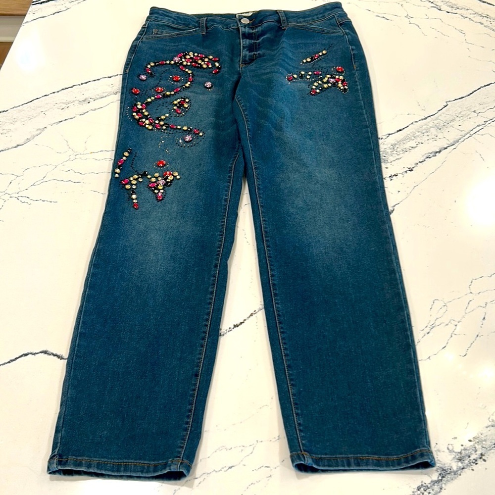 EST. 1946 Mid-Rise Skinny with Colored Shiny Stones on Front sz.14 NWT